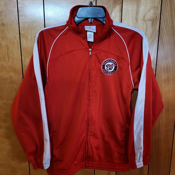 Washington Nationals Jacket YOUTH LARGE Zip Up Windbreaker RED Logo Patch MLB B4 - Picture 2 of 6